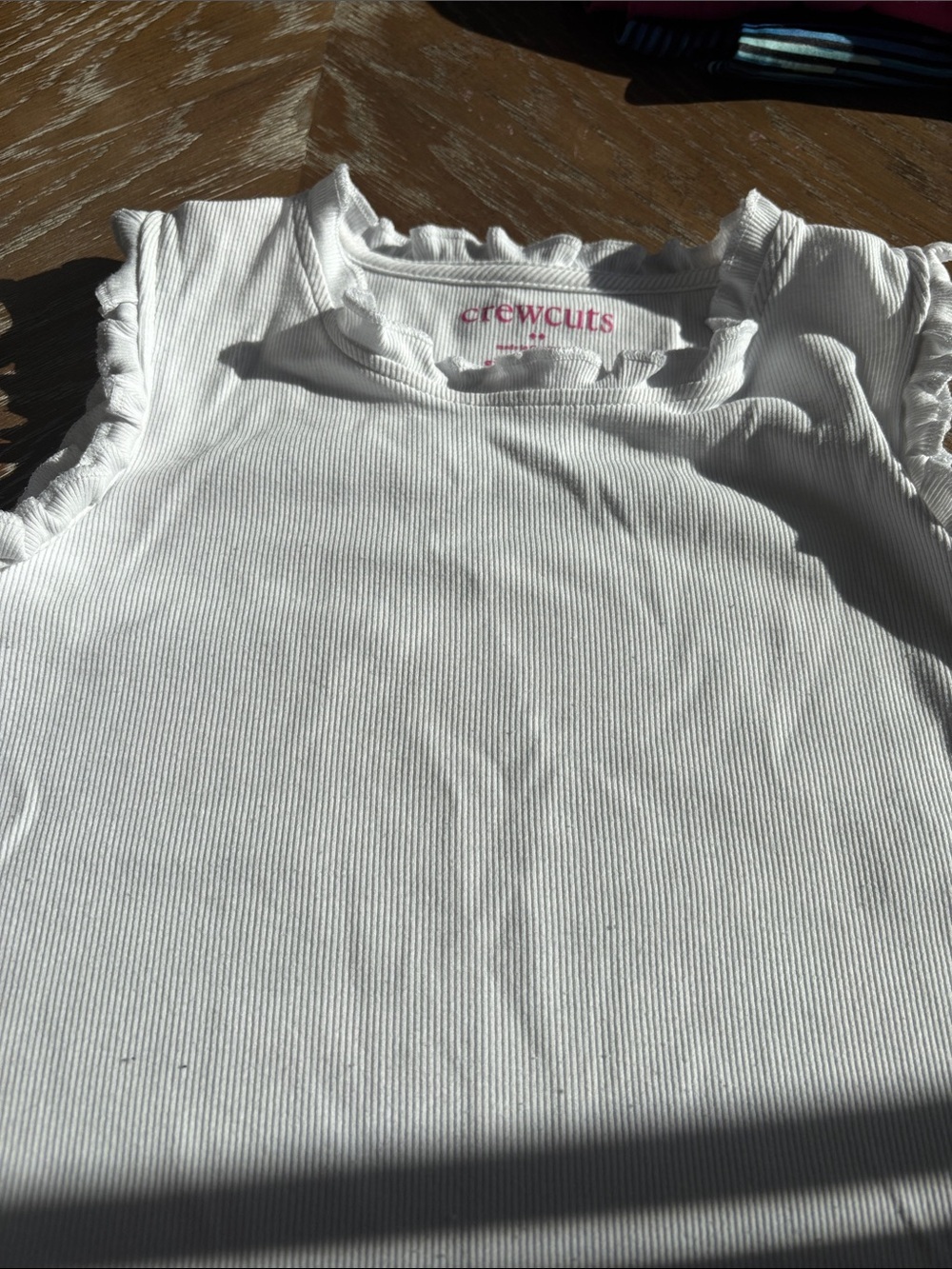 Crewcuts White Ruffle-Trim Ribbed Tank